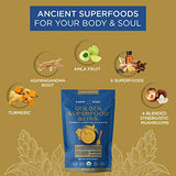 Earth Echo: Golden Superfood Bliss - Organic Turmeric, Ashwagandha and Ginger Powder Mix for Stress Relief, Immune Support, and Restful Sleep - 30 Servings - 12 Nourishing Ingredients Per Scoop