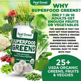 Organic Super Greens Fruit & Vegetable Supplement by Feel Great Vitamin Co. | Greens Blend Superfood Tablets | Super Greens with Kale, Spirulina, Broccoli, Beet Root Powder & More
