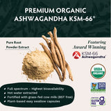 TRIBE ORGANICS Ashwagandha KSM 66 Pure Organic Root Powder Extract Ayurvedic Supplement - Focus, Mood Support, Increase Energy, Strength, 600mg of Natural KSM66 for Superior Absorption - 90 Capsules
