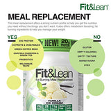 Fit & Lean Fat Burning Meal Replacement Shake with Protein, Fiber, Probiotics and Organic Fruits & Vegetables and Green Tea for Weight Loss, Vanilla, 1lb, 10 Servings Per Container (packaging may vary)