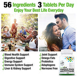 New! Whole Food MULTIVITAMIN with 56 Superfoods, Raw Veggies & Fruits, Probiotics, Digestive Enzymes, B-Complex, Omegas & More. Vegan/Non-GMO. Dairy/Soy/Gluten Free. 90 Vegan Tablets