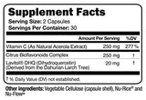 100% Natural Vitamin C from Acerola Cherry with Lavitol DHQ Dihydroquercetin Plus 250 mg Citrus Bioflavonoids - Whole-Food Vitamin C, No Synthetic Ascorbic Acid and No Additives - 250 mg, 60 Capsules
