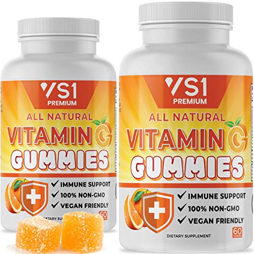 (2 Pack) Vitamin C Gummies with Echinacea for Immune Support Booster Supplement for Adults Kids, Immunity Support System - Gluten Free, Organic, Vegan, Citrus Orange Pectin Gummy by VS1