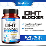 DHT Blocker Hair Growth Support Supplement - Supports Healthy Hair Growth - Helps Support Healthy Thicker Stronger Hair - With High Potency Biotin and Saw Palmetto - For Men And Women - One Month Supply