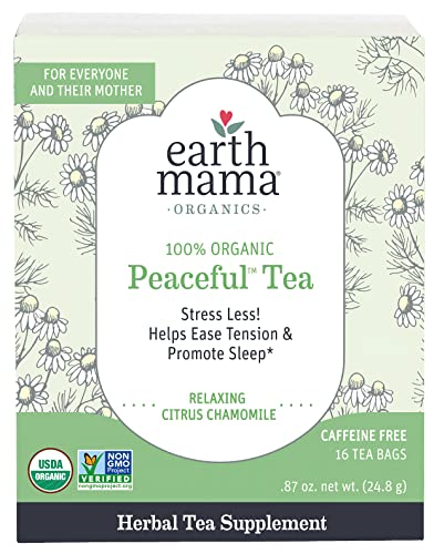 Earth Mama Organic Peaceful Tea Bags for Pregnancy and Beyond, Stress Less, 16 Count