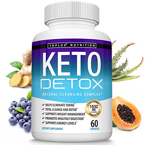 Keto Detox Pills Advanced Cleansing Extract – 1532 Mg Natural Acai Colon Cleanser Formula Using Ketosis & Ketogenic Diet, Flush Toxins & Excess Waste, for Men Women, 60 Capsules, Toplux Supplement