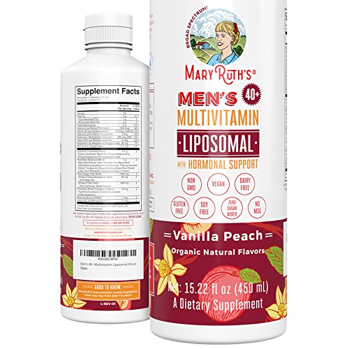 Men's 40+ Multivitamin Liposomal with Hormonal Support by MaryRuth's | Enhanced Absorption | Immune Support, Reproductive Health, Increase Energy Supplement for Men | Sugar Free | 15.22oz