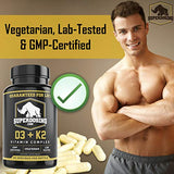 [90 Days] Max Strength, 2 in 1 D3 and K2 with 10,000 iu Vit D and 1,500 mcg Vit K. D3K2 Supplements Promote Bone and Heart Health. D3-K2 MK4 Supplement Capsule Boosts Immune System. Best K2D3 Vitamin