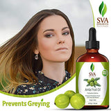 SVA Organics 100% Pure & Natural Amla Oil 4 Oz with Dropper, Authentic & Premium Quality Therapeutic Grade NON-GMO Oil Large Size for Rejuvenating Scalp, Hair & Skin