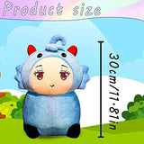 Ganyu Cocogoat Plush Toy Genshin Plushie Pillow Ganyu Sheep Stuffed Animals Toys Figures Hugging Sleeping Pillow for Kids 11.8" (Blue)