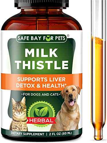 Dog Supplement and Cat Supplement - Milk Thistle by SafeBay – 450 Drops 2 Oz - 333mg Milk Thistle Extract - Made in USA - Best Animal Supplements for Pet Detox - Cruelty Free