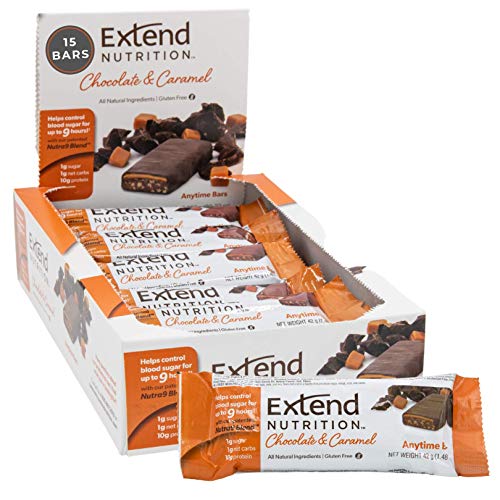 Extend Bar Hunger Control Weight Loss Support Protein Bars, Chocolate & Caramel, 15 Count, 1.48 Ounce