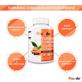 Fitcode Turmeric Curcumin with 95% Curcuminoids, Highest Potency, Non-GMO, Gluten Free, 1500mg of Ultra-Pure Turmeric Curcumin with BioPerine for Enhanced Absorption, 30 Serving Veggie Capsules