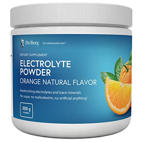 Dr. Berg's Original Electrolyte Powder, High Energy, Replenish & Rejuvenate Your Cells, 50 Servings, NO Maltodextrin or Sugar, No Ingredients from China, Amazing Orange Flavor
