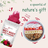 Organic Beet Root Powder, 1 Pound, Cold Pressed and Water Soluble, Beet Juice Pre-Workout Concentrated Powder, Contains Natural Nitric Oxide for Energy & Immune System Support, Non-GMO