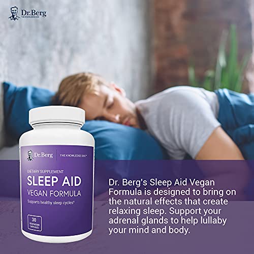 Dr. Berg Sleep Aid Vegan Formula – All-Natural Support for Normal Sleep Cycles to Fight Fatigue & Aid Stress – Best Non-Habit-Forming Supplements (1 Pack)