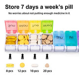 2-Pack Weekly Pill Organizer 1 Time a Day, 7 Day XL Pills Box Once a Day, Daily Large Vitamin Case, Travel Medicine Boxes, Supplement Holder, BPA-Free Week Pill case Container for Medicine (Rainbow)