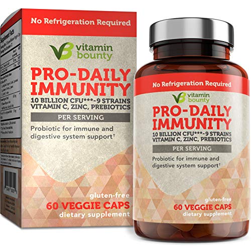 Immune Support Probiotics with Vitamin C & Zinc + Prebiotics - 10 Strains to Help Immune Boost defenses Naturally