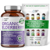 Organic Elderberry 3,750MG. Highest Quality and Potency Available - Three-in-One Formula - 2,000MG Organic Elderberry, 1,650MG Vitamin C and 50MG Zinc Gluconate Per Serving