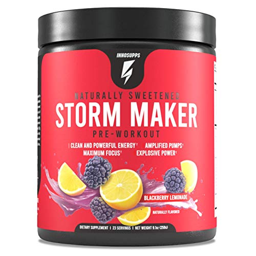 Inno Supps Storm Maker Pre Workout - Long Lasting Energy, Organic Caffeine & Yerba Mate, L-Citruline, Ashwagandha, Spectra, No Artificial Sweeteners, Vegan, Keto Friendly (BlackBerry Lemonade)