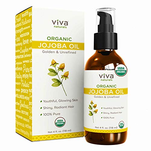 Certified Organic Jojoba Oil ; 100% Pure & Cold Pressed, Natural Moisturizer for Face and Hair and Great for all Skin DIYs (Polishes, Masks, Body), 4 oz