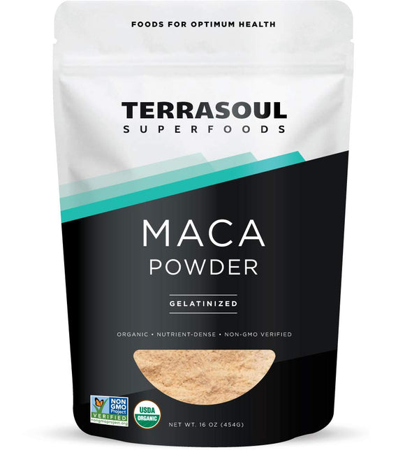 Terrasoul Superfoods Organic Gelatinized Maca Powder, 16 Oz, Hormone Balance, Energy Boost, and Superfood Smoothies with Peruvian Maca Root, Gelatinized for Easy Digestion