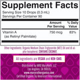 MaryRuth’s USDA Organic Vitamin A Liquid Drops | 3 Month Supply | Immune Support, Eye Health, Skin Health for Ages 14+ | 750mcg per Serving | Sugar Free | Vegan | Non-GMO | Gluten Free | 1oz