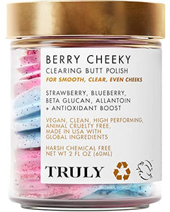 Truly Beauty Berry Cheeky Clearing Butt Polish Gentle Acne Body Wash - Bacne and Booty Scrub - Exfoliating Body Acne Scrub and Bum Acne Treatment - Butt Acne Clearing Treatment and Butt Scrub - 2 OZ