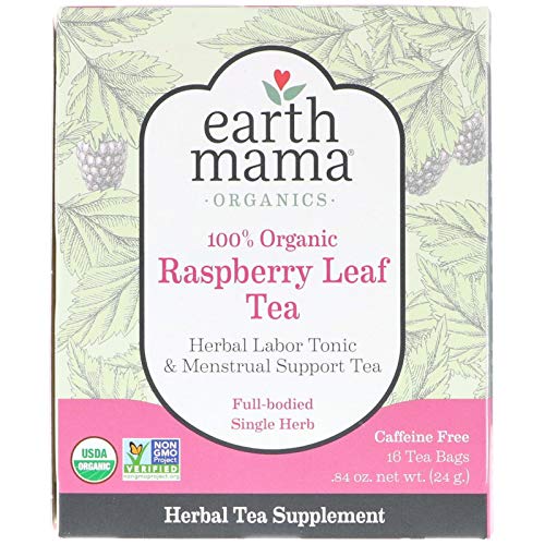 Earth Mama Organic Raspberry Leaf Tea Bags for Labor Tonic and Menstrual Support, 16 Count