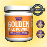 Organic Golden Milk Turmeric Powder Mix (90 Servings) + Superfood Blend of Ginger, Black Pepper, Curcumin, Cinnamon, Cardamom - Anti Inflammatory, Non-GMO, Vegan, Keto, Ayurvedic - Turmaquik
