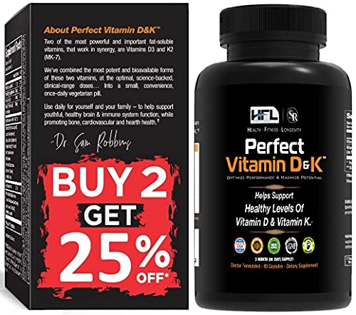 Perfect Vegan Vitamin D3 K2 (MK-7) by Dr Sam Robbins | Made in USA | Organic & Plant Based Vitamin K2 D3 5000 IU Supplements | 3 Month Supply | Micro-Encapsulated & High Absorption