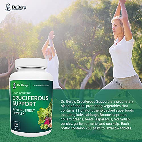 Dr. Berg's Cruciferous Support - New Version of Whole Food Vegetable Supplement w/ 11 Natural Phytonutrient Complex Superfoods - Help Boost Energy, Immune System & Liver Detox - 250 Vegan Tablets