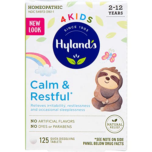 Kids Sleep Aid Tablets, Calm 'n Restful by Hyland's Kids, Natural Sleep Supplement for Children, 125 Count