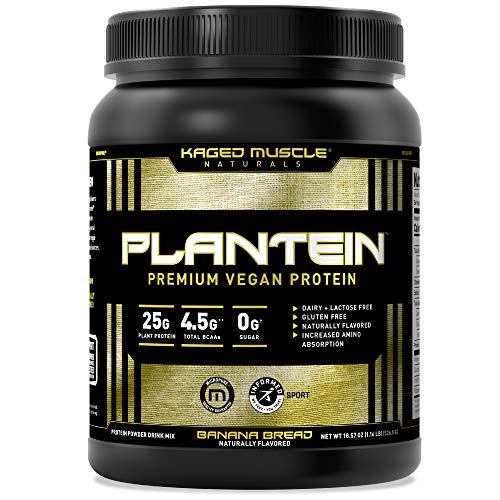 Vegan Protein Powder; Kaged Muscle Plantein, Delicious Organic Pea Protein Powder with Enhanced Absorption (15 Servings, Banana Bread)
