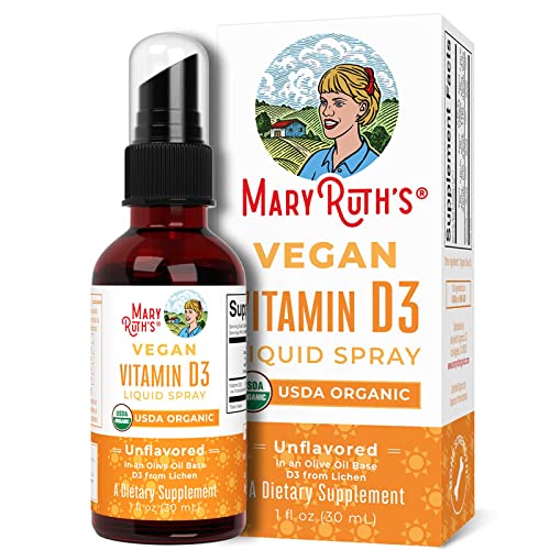 Vegan Liquid Vitamin D3 (Plant-Based) by MaryRuth's from Lichen Organic Non-GMO Vegan Gluten Free Paleo Ketogenic Friendly Bariatric Friendly & Celiac Friendly 400-1000 IU per Serving .81oz Glass
