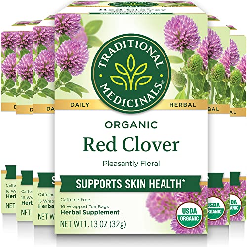 Traditional Medicinals Tea, Organic Red Clover, Supports Skin Health, 96 Tea Bags (6 Pack)