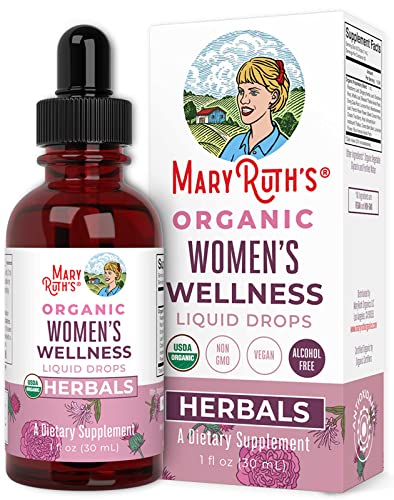USDA Organic Women's Wellness Liquid Herbal Supplements by MaryRuth's | Includes Stinging Nettle, Raspberry Leaf, Eleuthero Root, Chaste Tree Berry | Menstrual Support, Detox Support | Non-GMO, Vegan