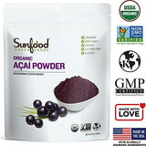 Sunfood Acai Powder | Organic & Unsweetened | 100% Raw Freeze Dried Berries | Natural Antioxidant | Non-GMO, Gluten-Free | Ultra-Clean: No Fillers, Additives, Preservatives | 8 Ounce Bag