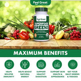 Organic Super Greens Fruit & Vegetable Supplement by Feel Great Vitamin Co. | Greens Blend Superfood Tablets | Super Greens with Kale, Spirulina, Broccoli, Beet Root Powder & More