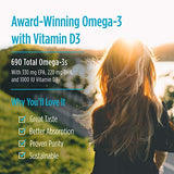 Nordic Naturals Omega-3D, Lemon Flavor - 690 mg Omega-3 + 1000 IU Vitamin D3-120 Soft Gels - Fish Oil - EPA & DHA - Immune Support, Brain & Heart Health, Healthy Bones - Non-GMO - 60 Servings