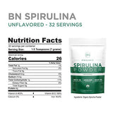 Spirulina Powder Organic 225g - 64 Servings 3.5g Serving Size - USDA Certified - RAW Nutrient Dense Over 70% Protein Per Serving - Purest Source Vegan Protein - Superfood