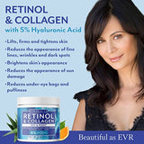 EVR Beauty - Retinol & Collagen Face Cream - Best Anti Wrinkle Moisturizer for Aging Skin - Anti Aging Deep Wrinkle Cream for Women & Men - Hyaluronic Acid Moisturizing Lotion - Day & Night - 4Oz USA