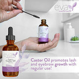 Eva Naturals Organic Castor Oil (2oz) - Promotes Hair, Eyebrow and Lash Growth - Diminishes Wrinkles and Signs of Aging - Hydrates and Nourishes Skin - 100% Pure and USP Grade - Premium Quality
