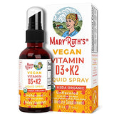 USDA Organic Vegan Vitamin D3+K2 (MK-7) Liquid Spray by MaryRuth’s for Adults & Kids | Strong Bones, Heart Health, Calcium Absorption | Plant-Based, Non-GMO | 30 Servings per Container