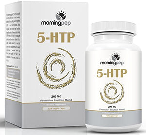 5-HTP Supplement 120Count 200mgper Caps with Added Vitamin B6 by Morning Pep, 5 HTP is A Natural Appetite Suppressant That Helps Improve Your Overall Mood Relaxation & A Restful Sleep