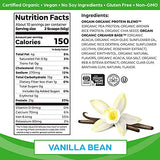 Orgain Organic Vegan Protein Powder, Vanilla Bean - 21g Plant Based Protein, Gluten Free, Dairy Free, Lactose Free, Soy Free, No Sugar Added, Kosher, For Smoothies & Shakes - 1.02lb