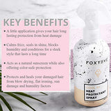 FoxyBae Cool AF Heat Protectant Hair Spray, Hair Oil Thermal Heat Protector Hair Styling Products Moisturizing Spray + Biotin for Hair Growth, Anti Frizz Hairspray for Damage, Breakage, Split Ends 8oz