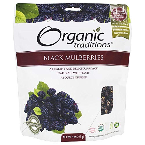 Organic Traditions Dried Black Mulberries Gluten Free - 8 oz