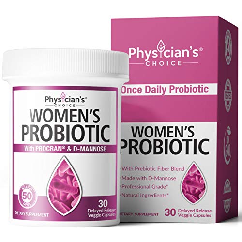 Prebiotics & Probiotics for Women - Clinically Proven ProCran - Organic Prebiotics, 50 Billion CFU, D-Mannose & Cranberry for Digestive, Immune, Feminine Health, Soy & Dairy Free, 30 Vegan Capsules