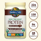 Garden of Life Raw Organic Plant Based Protein Powder, Chocolate - Vegan Protein Shake with BCAAs, Probiotics & Digestive Enzymes - No Soy, Dairy, Lactose or Gluten, Sugar Free - 20 Servings